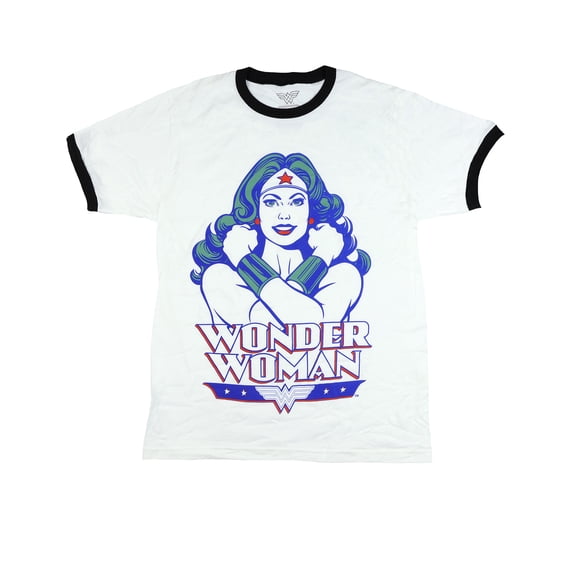 DC Comics Wonder Woman T-Shirt Men's Power Pose Adult Ringer Tee