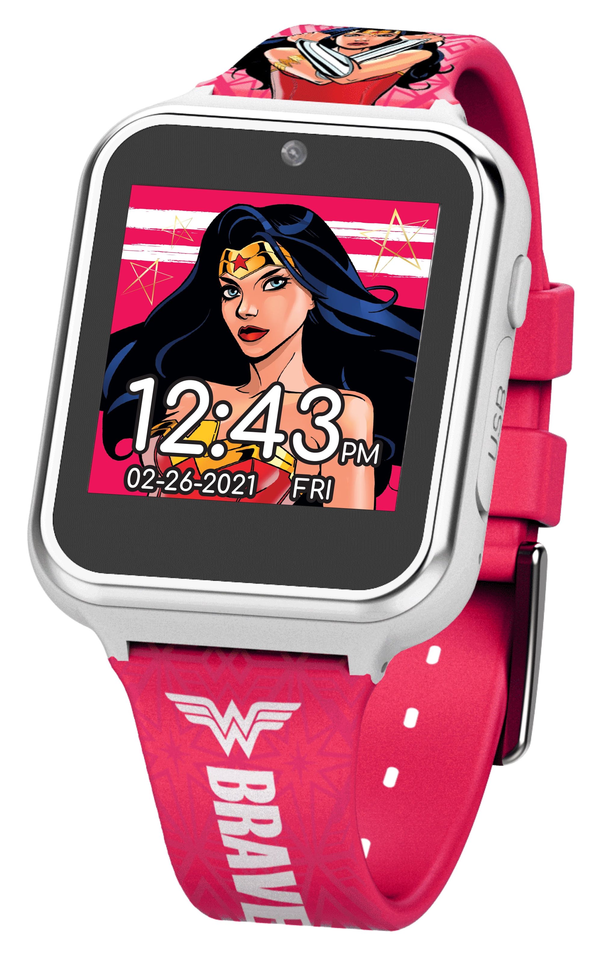 DC Comics Wonder Woman Unisex Child Interactive Smart Watch 40mm in Pink Silicone Strap (WOW4195) - image 1 of 5
