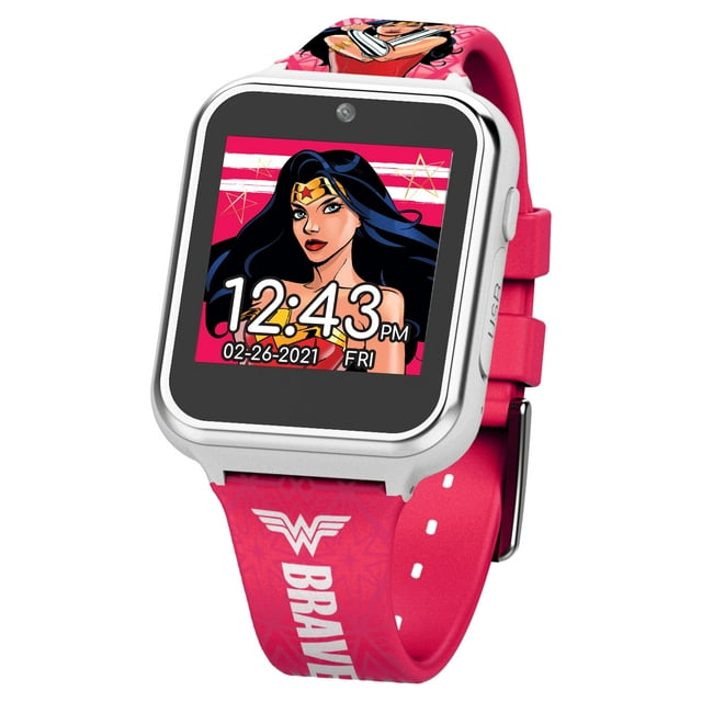 DC Comics Wonder Woman Unisex Child Interactive Smart Watch 40mm in Pink Silicone Strap (WOW4195)