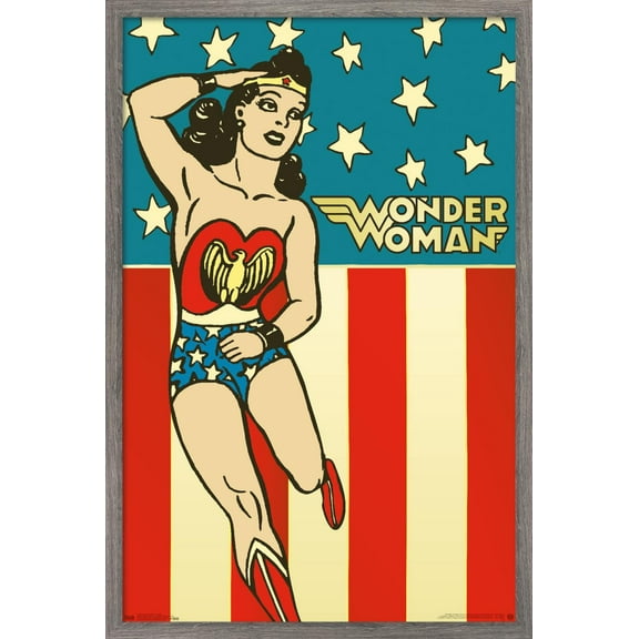 DC Comics - Wonder Woman - Vintage Wall Poster, 22.375" x 34", Framed