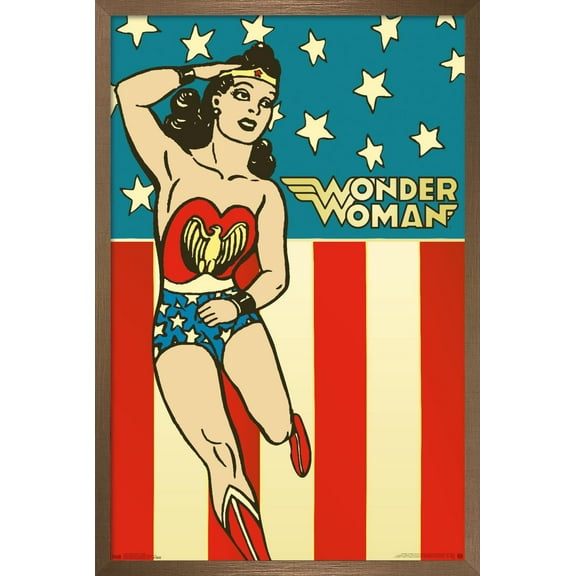 DC Comics - Wonder Woman - Vintage Wall Poster, 22.375" x 34", Framed