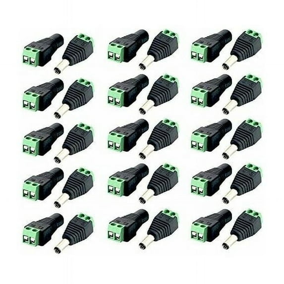 DC Connector 12V 30 Pieces DC Male and Female DC Connector Plug Adapter Power Cable Connector for LED Strip Light Tape Light Cable and CCTV Camera 2.1x5.5mm