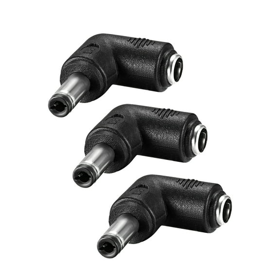 DC Connector 90 Degree 5.5mm x 2.5mm Male to 5.5mm x 2.1mm Female 3Pcs