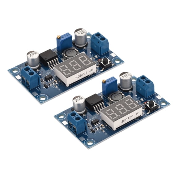 DC-DC Buck Converter Voltage Regulator Adjustable Buck Module LM 2596 with LED Display Voltmeter 4-40V to 1.25-37V 3A 2 Pcs