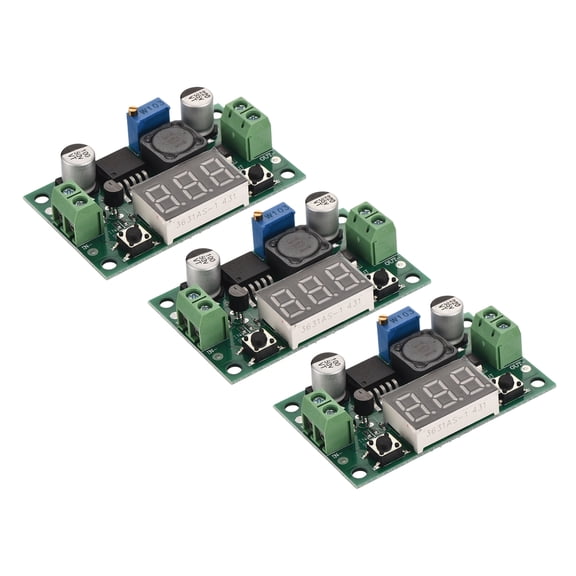 DC-DC Buck Converter Voltage Regulator Adjustable Buck Module LM 2596 with LED Display Voltmeter Green 4-40V to 1.25-37V 3A 3 Pcs