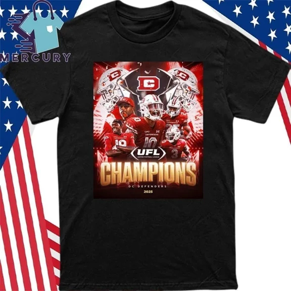 DC Defenders Are The 2025 UFL Champions Celebration T-Shirt ,Black Color,Size L