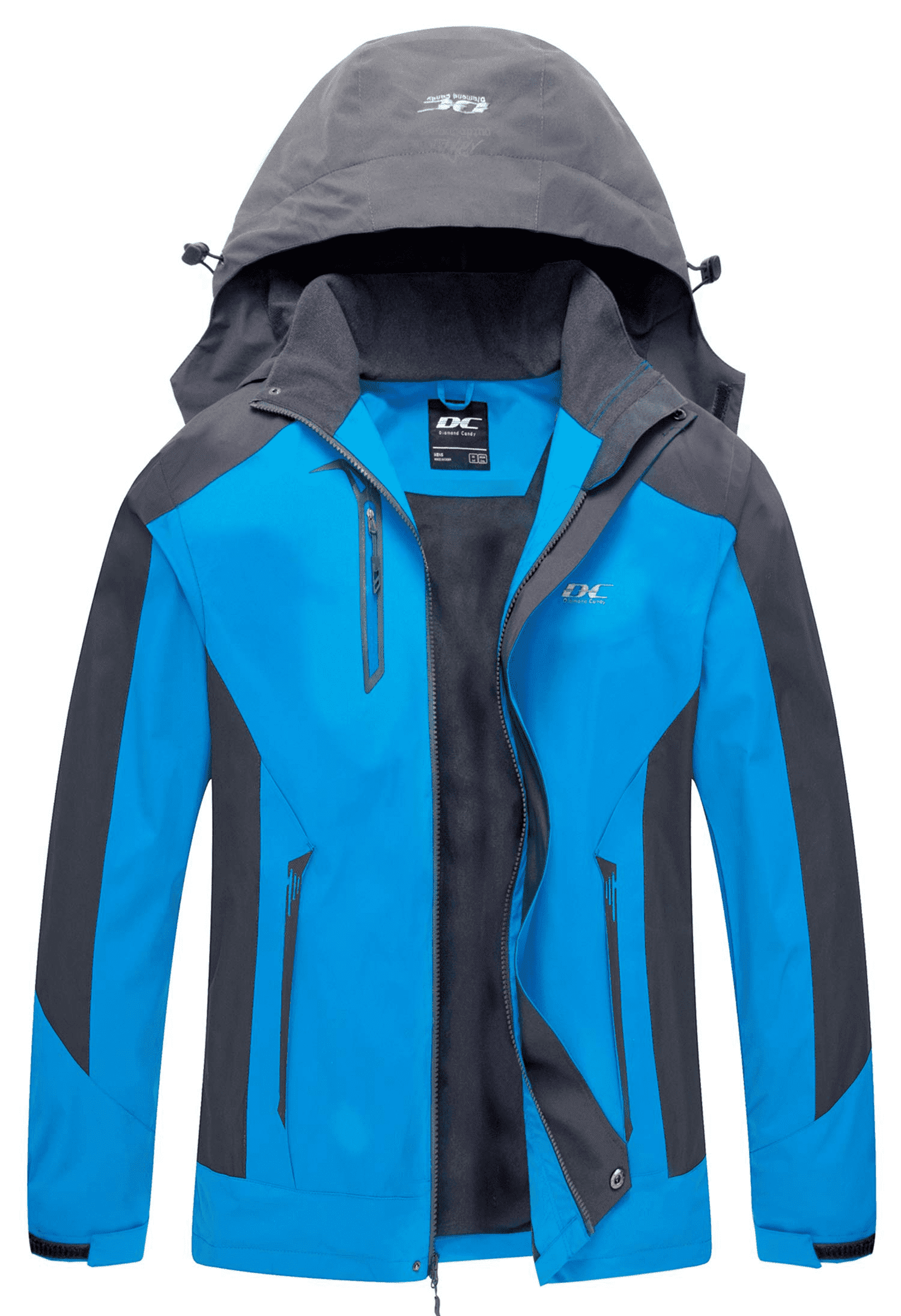 Diamond Candy Men's Hooded Waterproof Jacket Lightweight Rain Jacket Outdoor Casual Sportswear