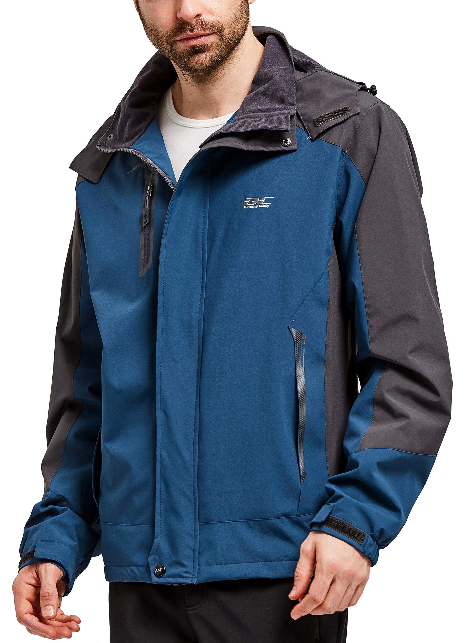 Diamond Candy Men's Hooded Waterproof Jacket Lightweight Rain Jacket Outdoor Casual Sportswear
