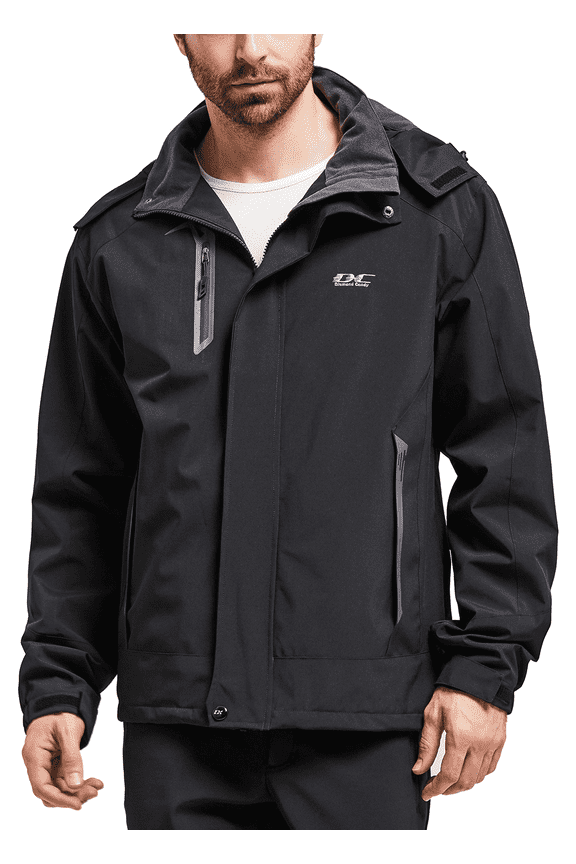 Diamond Candy Men's Hooded Waterproof Jacket Lightweight Rain Jacket Outdoor Casual Sportswear