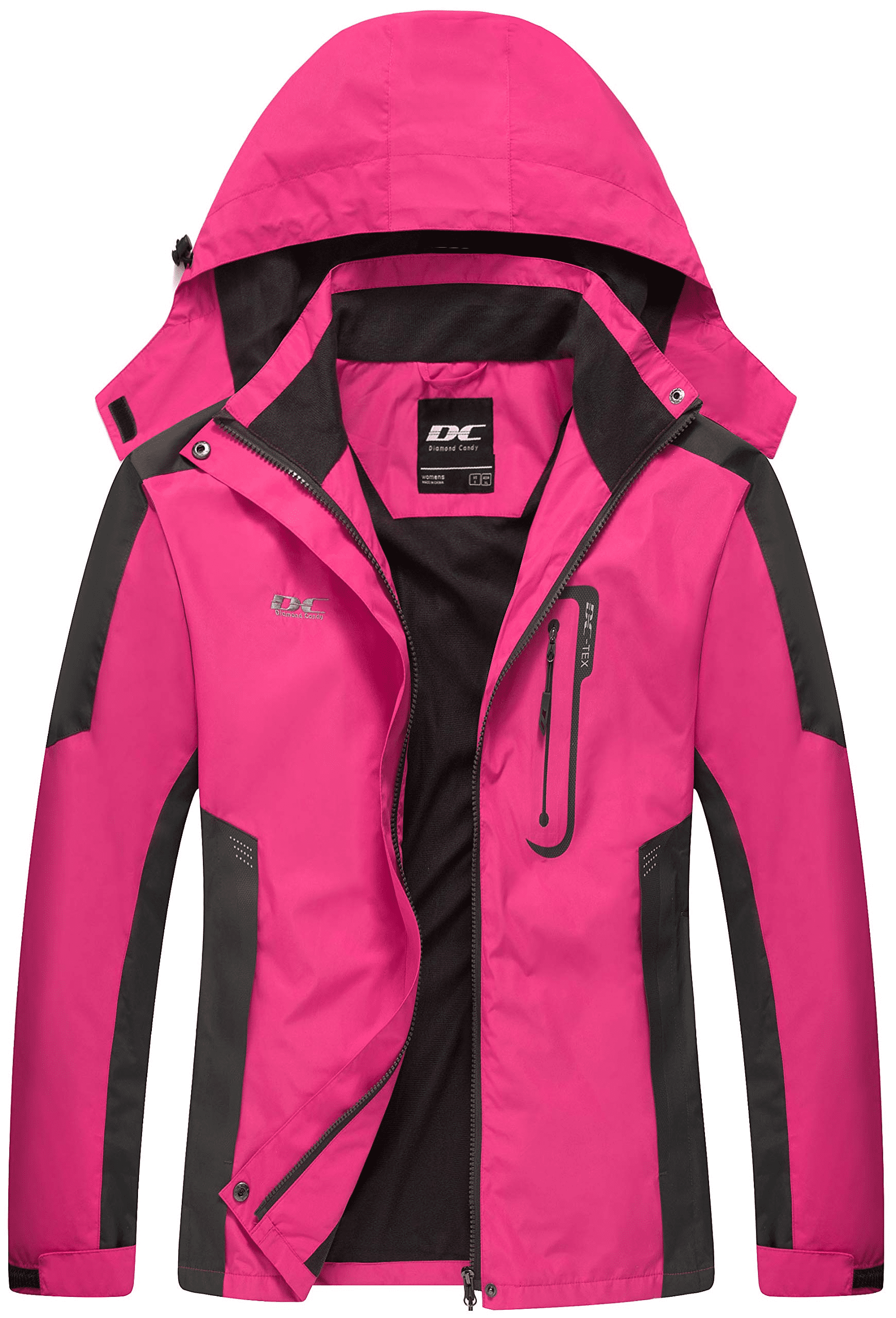 Diamond Candy Waterproof Rain Jacket Women Lightweight Outdoor Raincoat Hooded for Hiking