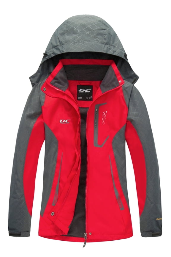 Diamond Candy Women's Waterproof Rain Jacket with Hood Windproof Raincoat Lightweight Lined Jacket for Outdoor hiking
