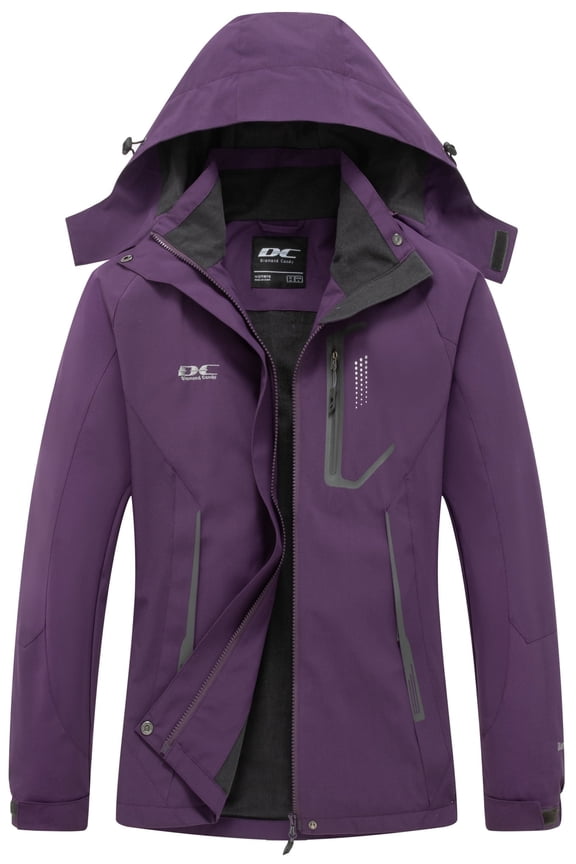 Diamond Candy Women's Waterproof Rain Jacket with Hood Windproof Lightweight Outdoor Raincoat for hiking skiing