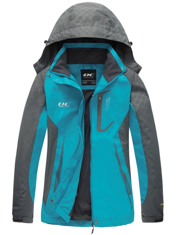 Diamond Candy Women's Waterproof Rain Jacket with Hood Windproof Raincoat Lightweight Lined Jacket for Outdoor hiking