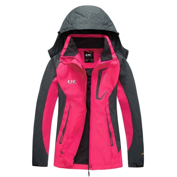 Diamond Candy Women's Waterproof Rain Jacket with Hood Windproof Raincoat Lightweight Lined Jacket for Outdoor hiking