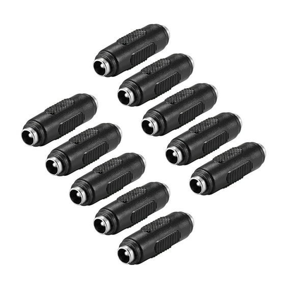 DC Female to Female Connector 5.5mm x 2.5mm Power Jack Adapter Black 10Pcs