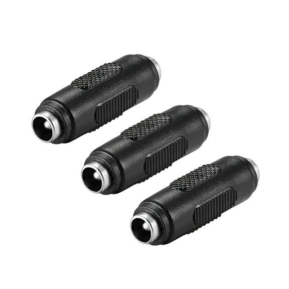 DC Female to Female Connector 5.5mm x 2.5mm Power Jack Adapter Black 3Pcs