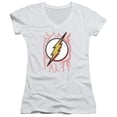 thumbnail image 1 of DC Flash Airbrush Bolt Junior Women's T-Shirt V-Neck White, 1 of 1