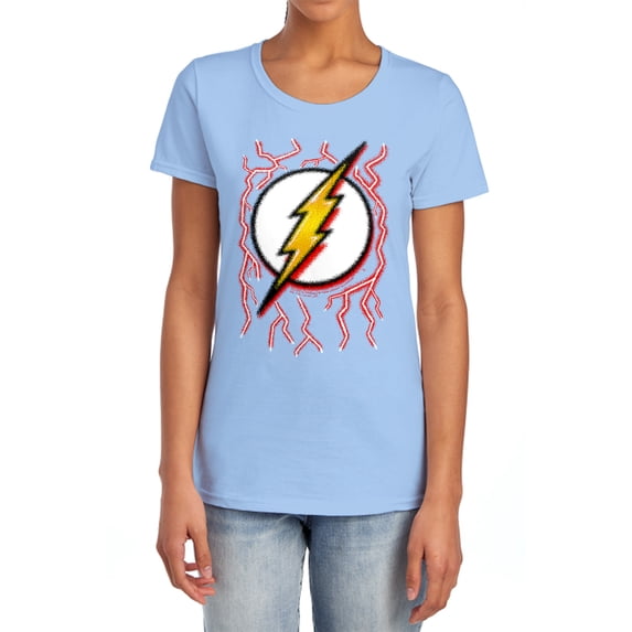 DC Flash Airbrush Bolt Women's T Shirt, Light Blue, Small
