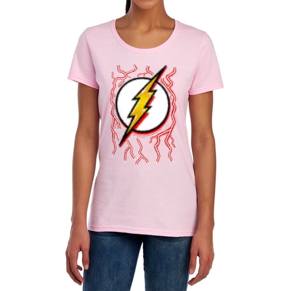 DC Flash Airbrush Bolt Women's T Shirt, Pink, X-Large