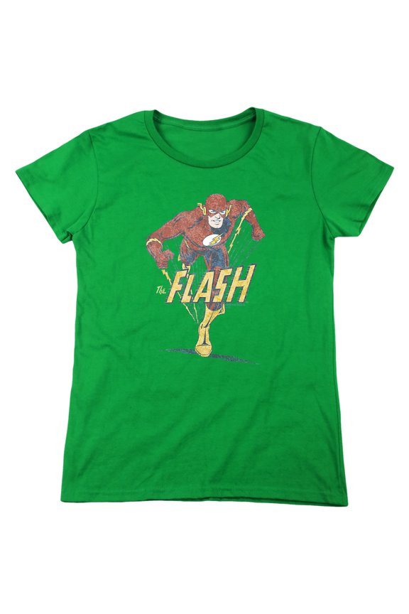 DC Flash Desaturated Flash Women's T Shirt, Kelly Green, 2X-Large
