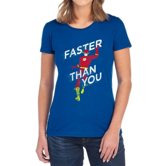DC Flash Faster Than You Women's T Shirt, Royal, Medium