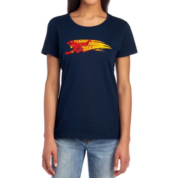 DC Flash Fastest Man Alive Women's T Shirt, Navy, Large
