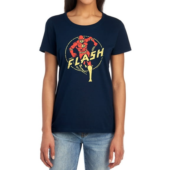 DC Flash Flash Comics Women's T Shirt, Navy, Large