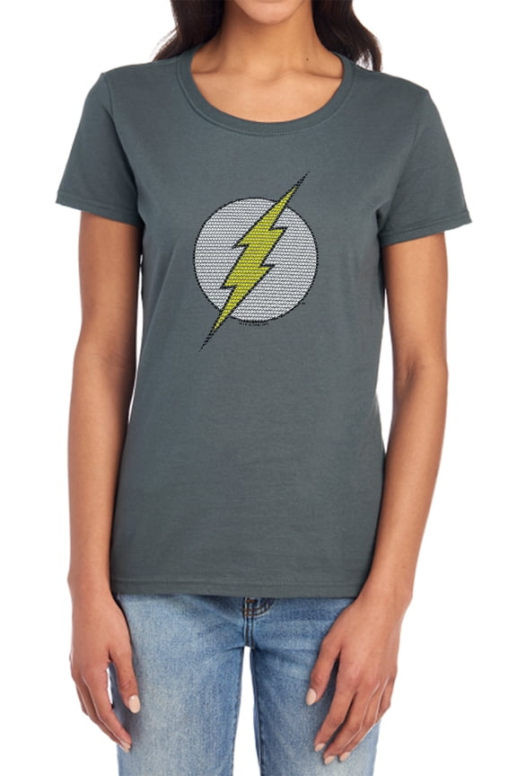DC Flash Flash Little Logos Women's T Shirt, Charcoal, Medium