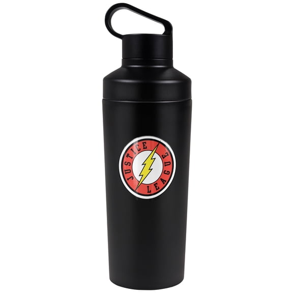 DC Flash - Logo Official Athletic the Flash Justice League Logo 18 oz Insulated Water Bottle, Leak Resistant, Vacuum Insulated Stainless Steel with 2-in-1 Loop Cap
