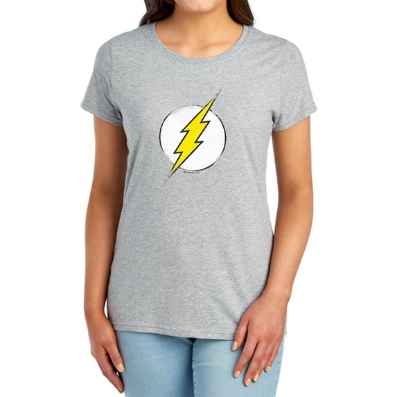 DC Flash Rough Flash Logo Women's T Shirt, Athletic Heather, Small