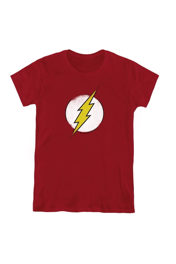 DC Flash Rough Flash Logo Women's T Shirt, Cardinal, Small