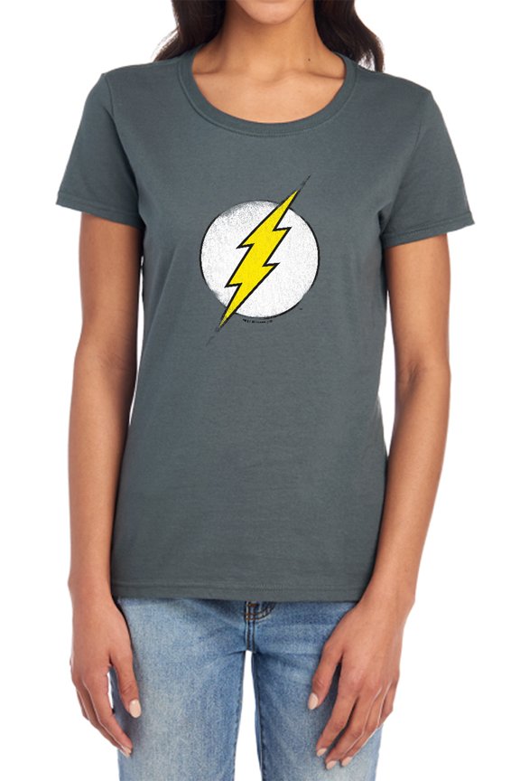 DC Flash Rough Flash Logo Women's T Shirt, Charcoal, 2X-Large