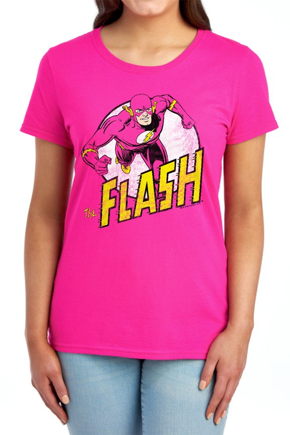 DC Flash The Flash Women's T Shirt, Hot Pink, 2X-Large