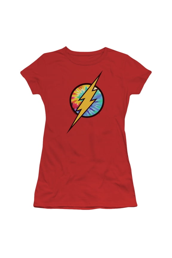 DC Flash Tie Dye Flash Logo S/S Junior Women's T-Shirt Sheer Red