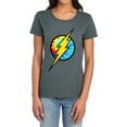 thumbnail image 1 of DC Flash Tie Dye Flash Logo Women's T Shirt, Charcoal, Small, 1 of 6