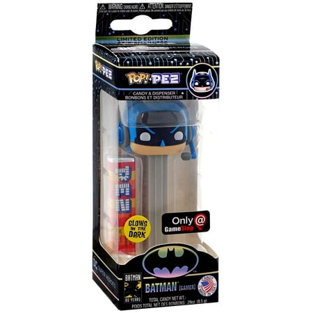 DC Funko POP! PEZ Batman Candy Dispenser (Gamer, Gray, Glow-in-the-Dark)