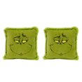 thumbnail image 1 of Grinch 2 Pack Pillow Set, Green Furry Design with Grinch Face by Ruz, 1 of 5