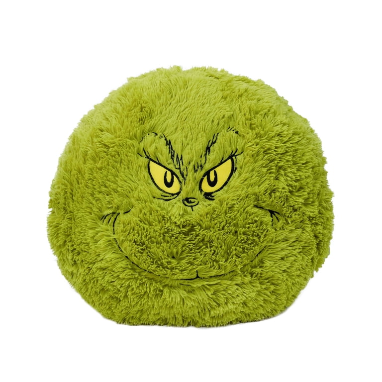Grinch 16 Inch Furry Round Pillow with Embroidered Face - Walmart.com