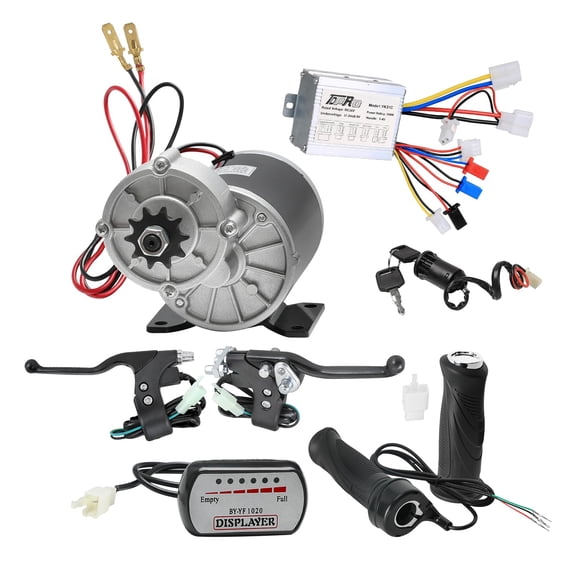 DC Gear Motor with Controller, Twist Throttle, Brake Levers & 10T Sprocket, Motor Conversion Kit for Go Kart, Scooter, Mini Bike, Tricycle, Quad, Buggy