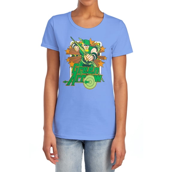 DC Green Arrow Stars Women's T Shirt, Carolina Blue, Medium