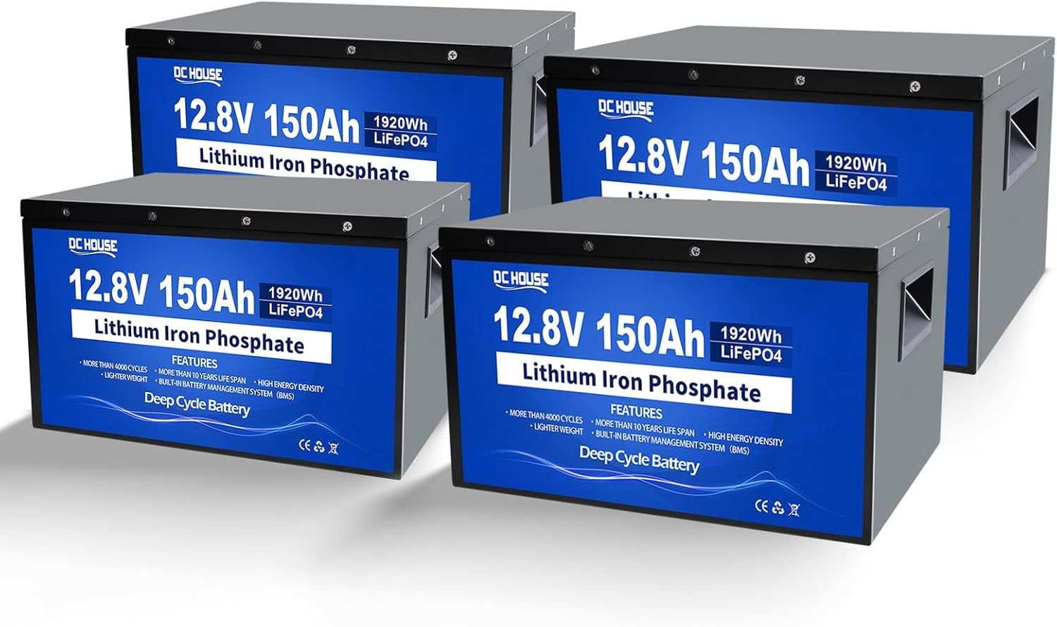 DC HOUSE 12V 150AH Solar Camper RV Battery, Safer Metal Shell, Deep