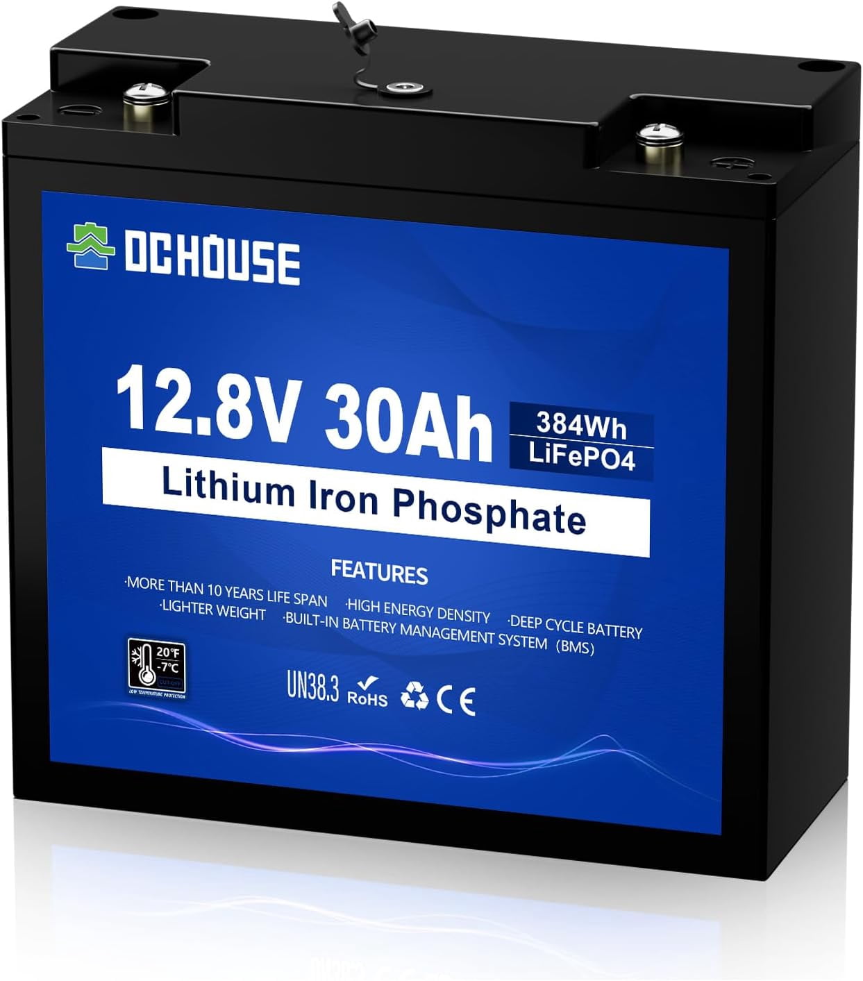 DC HOUSE 12V 30Ah Mini LiFePO4 Lithium Battery, BCI Group U1 with 30A BMS, Low Temp Cut-Off, 4000+Deep Cycles Perfect for Fish Finder, Trolling Motor, Kids Scooters, Power Wheel Chair,Boat, RV, etc