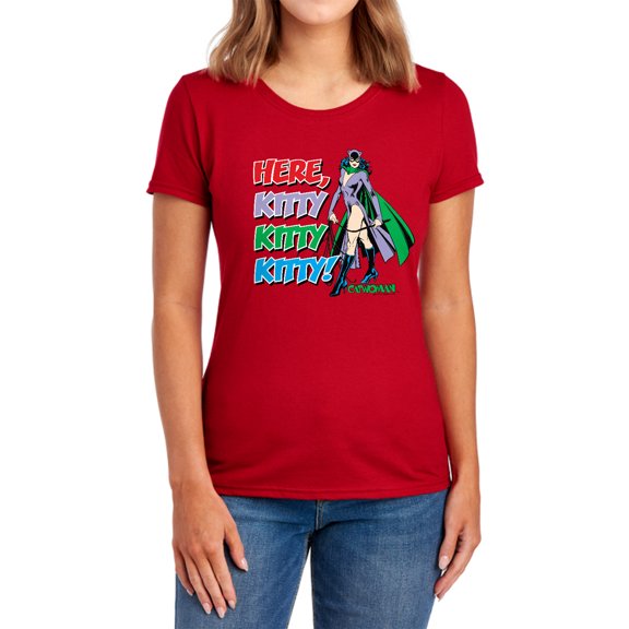 DC Here Kitty Women's T Shirt, Red, Medium
