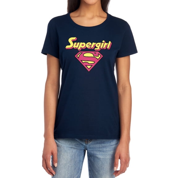 DC Im A Supergirl Women's T Shirt, Navy, Large