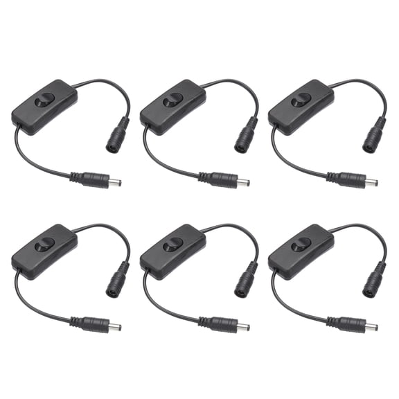 DC Inline On/Off Switch, DC Jack Male to Female Adapter Wire Power Extension Cable Connector for LED Strip Black 6