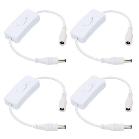 DC Inline On/Off Switch, DC Jack Male to Female Adapter Wire Power Extension Cable Connector for LED Strip White 4