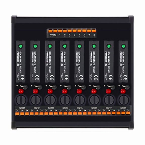 DC Inline Solid State Relay Module RT- Non-Contact DC PLC AC Amplifier Board 5-24V Fuse Protections 8 WAY