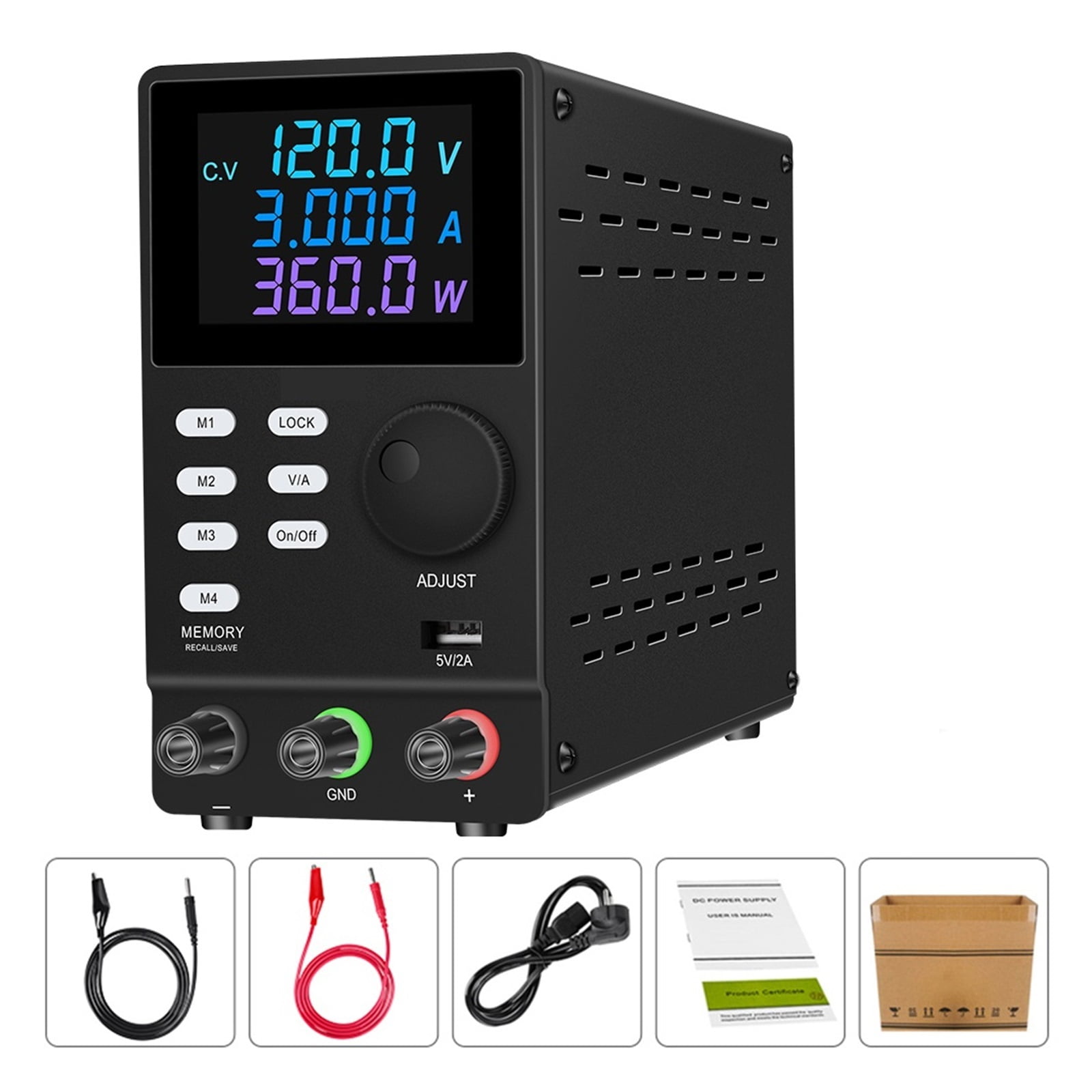 DC Laboratory Power Supply Adjustable 120V 3A With USB Voltage ...