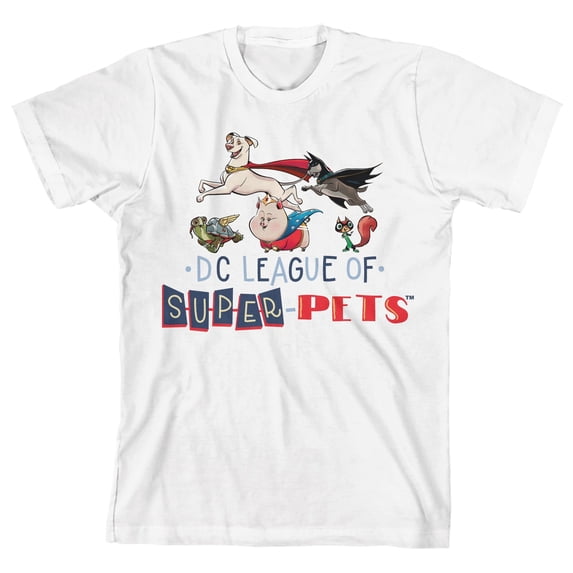 DC League Of Super Pets Character Comic Art Toddler Boy's White T-shirt-4T
