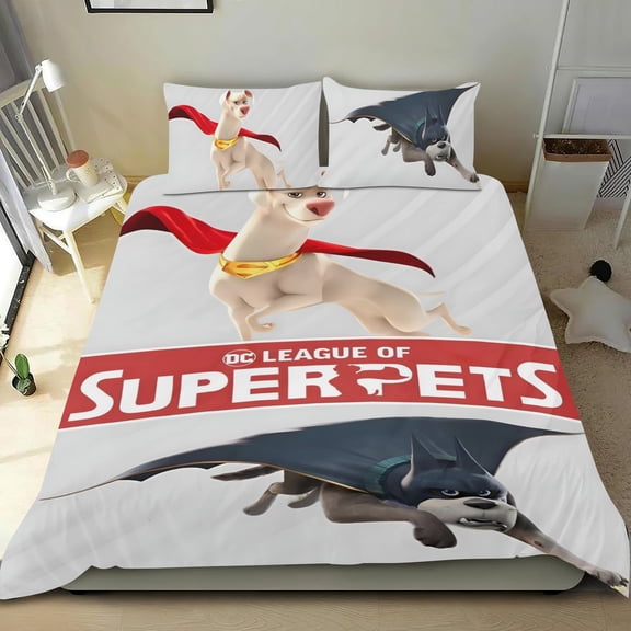 DC League Of Super-Pets Themed Bed Sheet Set Three Piece Set 53x79 Inches Comfortable And Skin Friendly Unique Design Creating A Star Studded Night